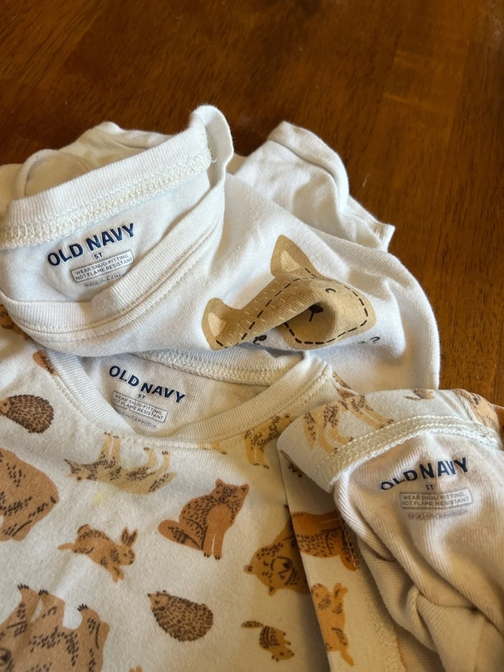 Woodland Pajama Set 3pc Bundle Kids 5T Wolf Bear Fox Animal Sleepwear Old Navy